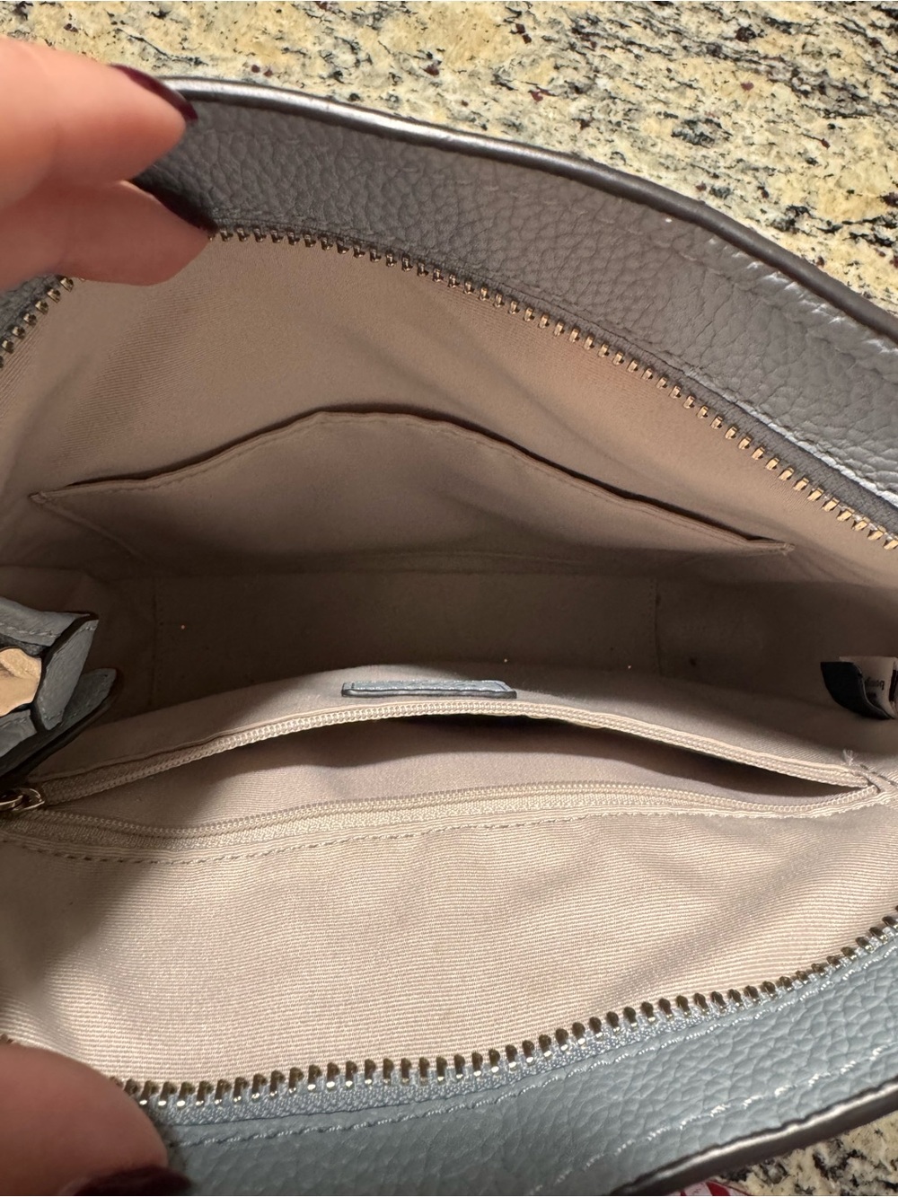 kate spade gray pebbled leather crossbody with gold hardware - Picture 5 of 5